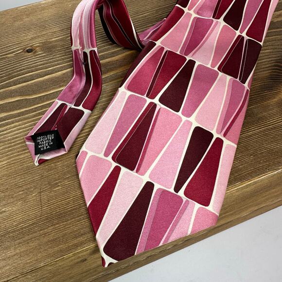 Murano Italia Mens Neck Tie 100% Silk Geometric Triangle Pattern Long 62"x4" - Picture 8 of 8